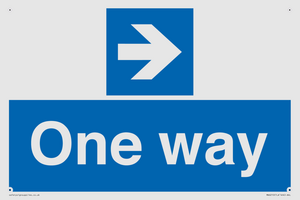 One way with right directional arrow